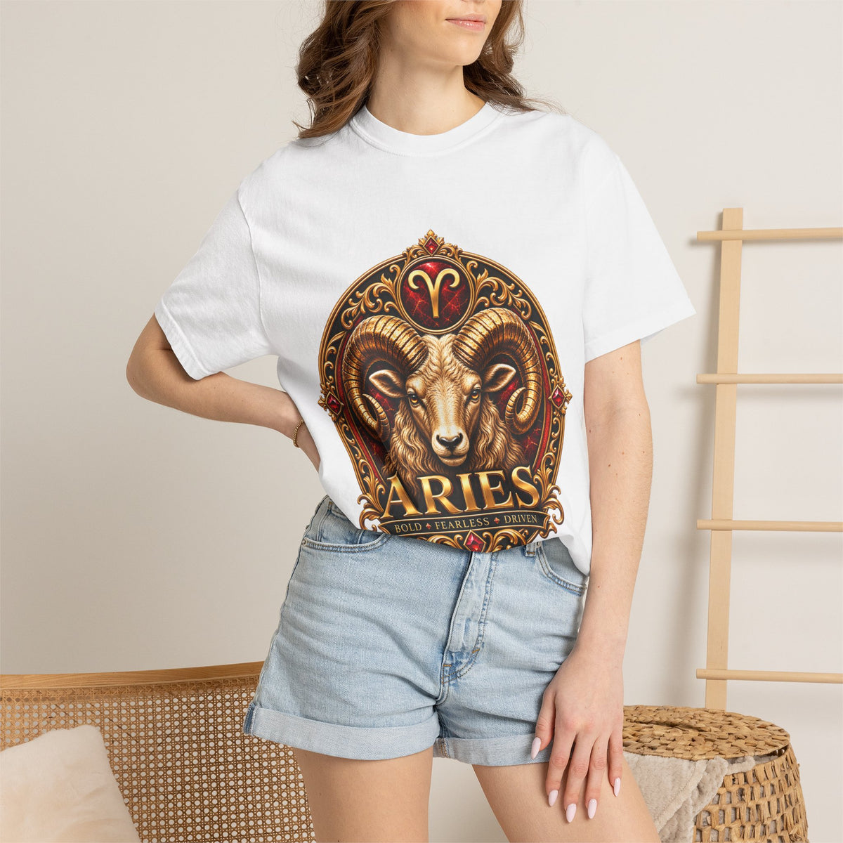 Aries Ram Zodiac T-Shirt — Bold Gold Astrology Tee