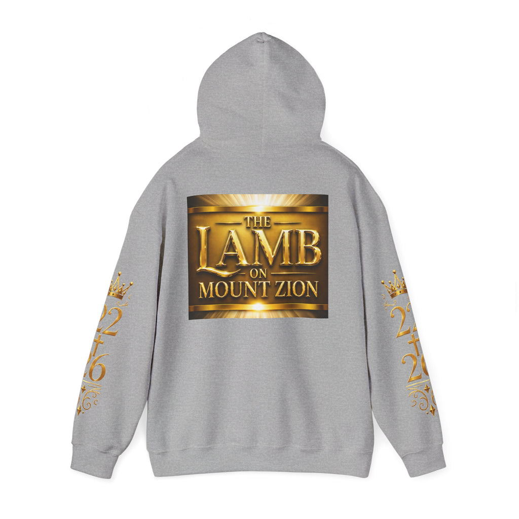Religious Hoodie - "The Lamb on Mount Zion" Gold Faith Sweatshirt