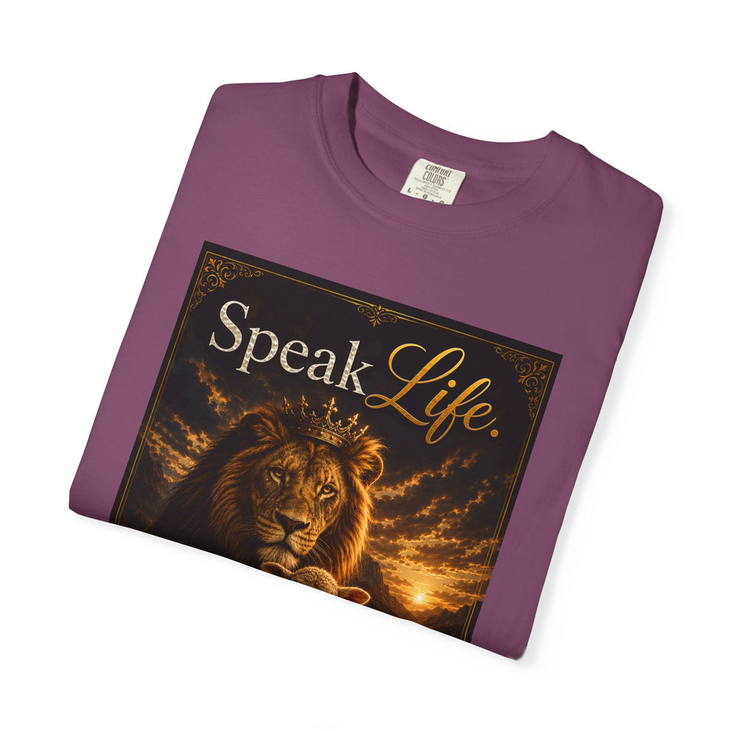 Kingdom Living Lion T-Shirt — "Speak Life" Christian Faith Graphic Tee