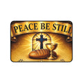 Peace Be Still Desk Mat — Christian Cross, Bread & Chalice Spiritual Mouse Pad