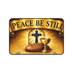 Peace Be Still Desk Mat — Christian Cross, Bread & Chalice Spiritual Mouse Pad
