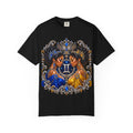 Gemini Zodiac Twin Queens T-Shirt — Elegant Blue & Gold Astrology Tee