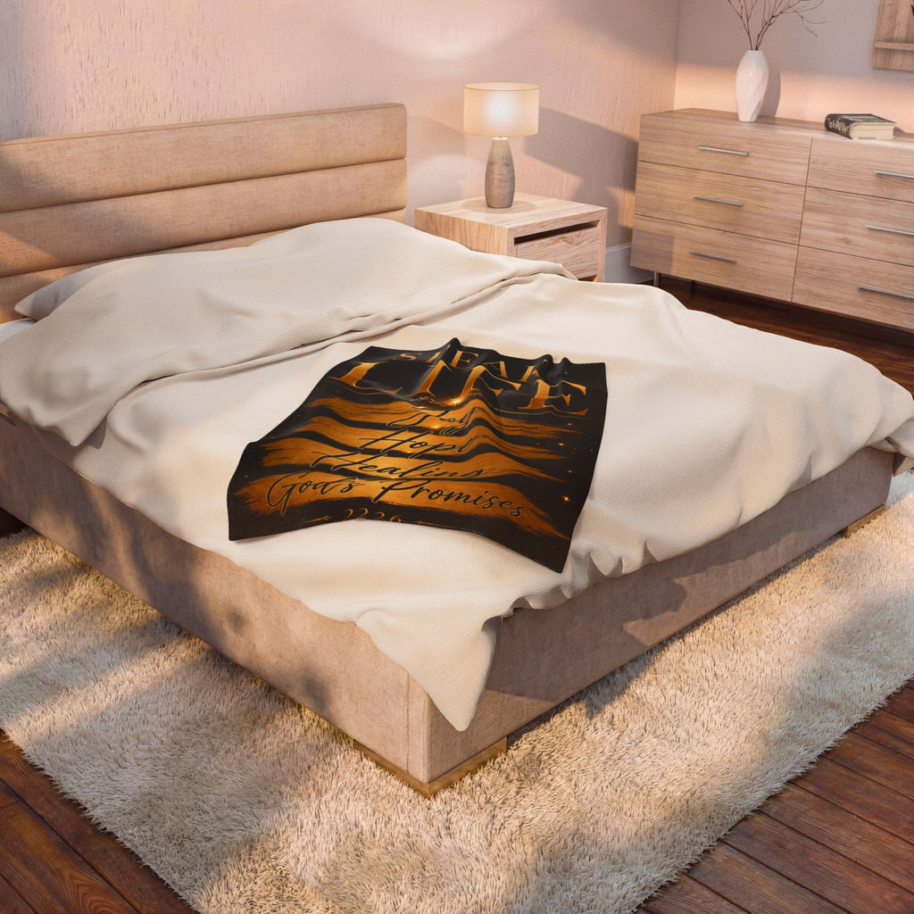 Velveteen Plush Blanket — "Speak Life: Joy Hope Healing, God's Promises" Inspirational Throw