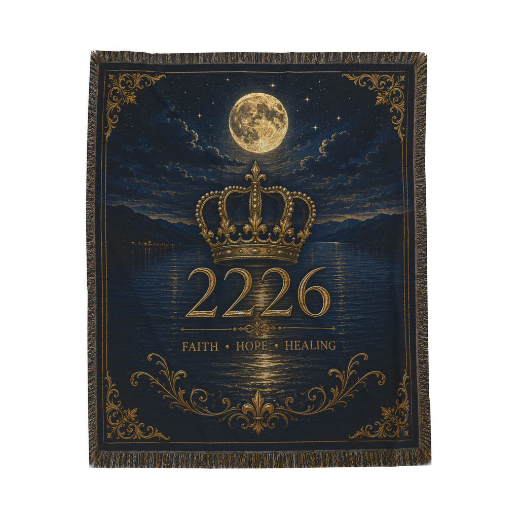 Velveteen Plush Blanket — Regal Crown "2226" Throw with Moonlit Faith • Hope • Healing Design