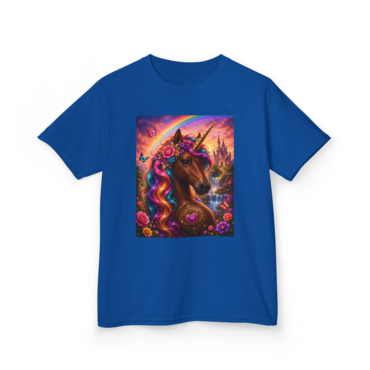 Kids Brown Unicorn Tee — Rainbow Fantasy Magical Horse Shirt