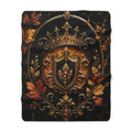 Regal Crest Sherpa Blanket — Vintage Gold Crown Fleece Throw