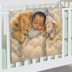 Christian Baby Swaddle Blanket — "Safe in the Shepherd’s Care" Moon & Lamb Nursery Blanket