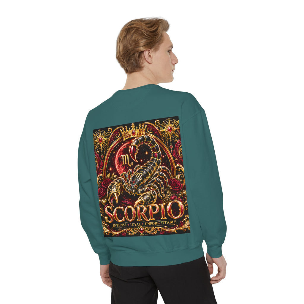 Scorpio Zodiac Sweatshirt — Regal Gold Scorpion Astrological Crewneck
