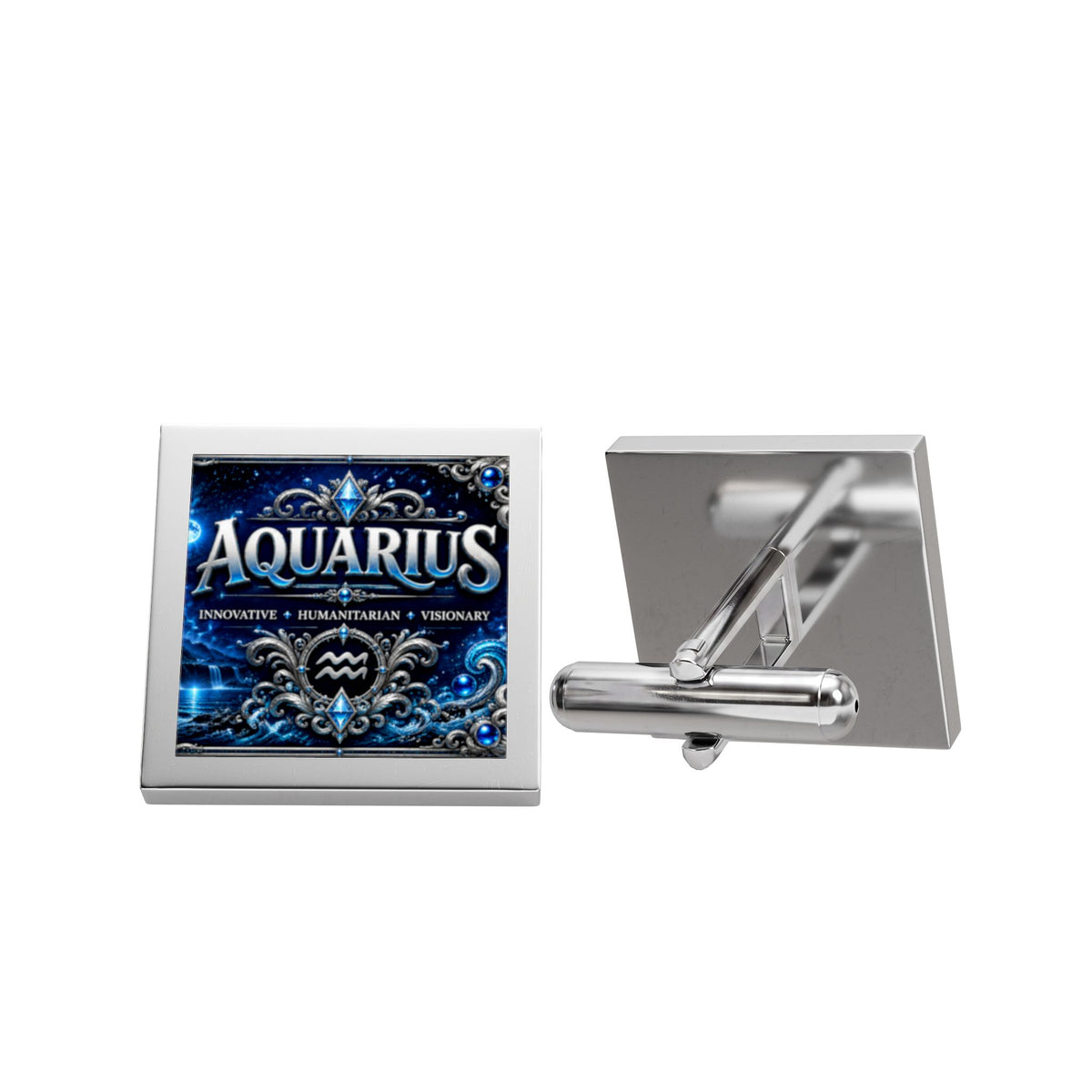 Aquarius Zodiac Gold Cufflinks — Astrological Birthday Gift
