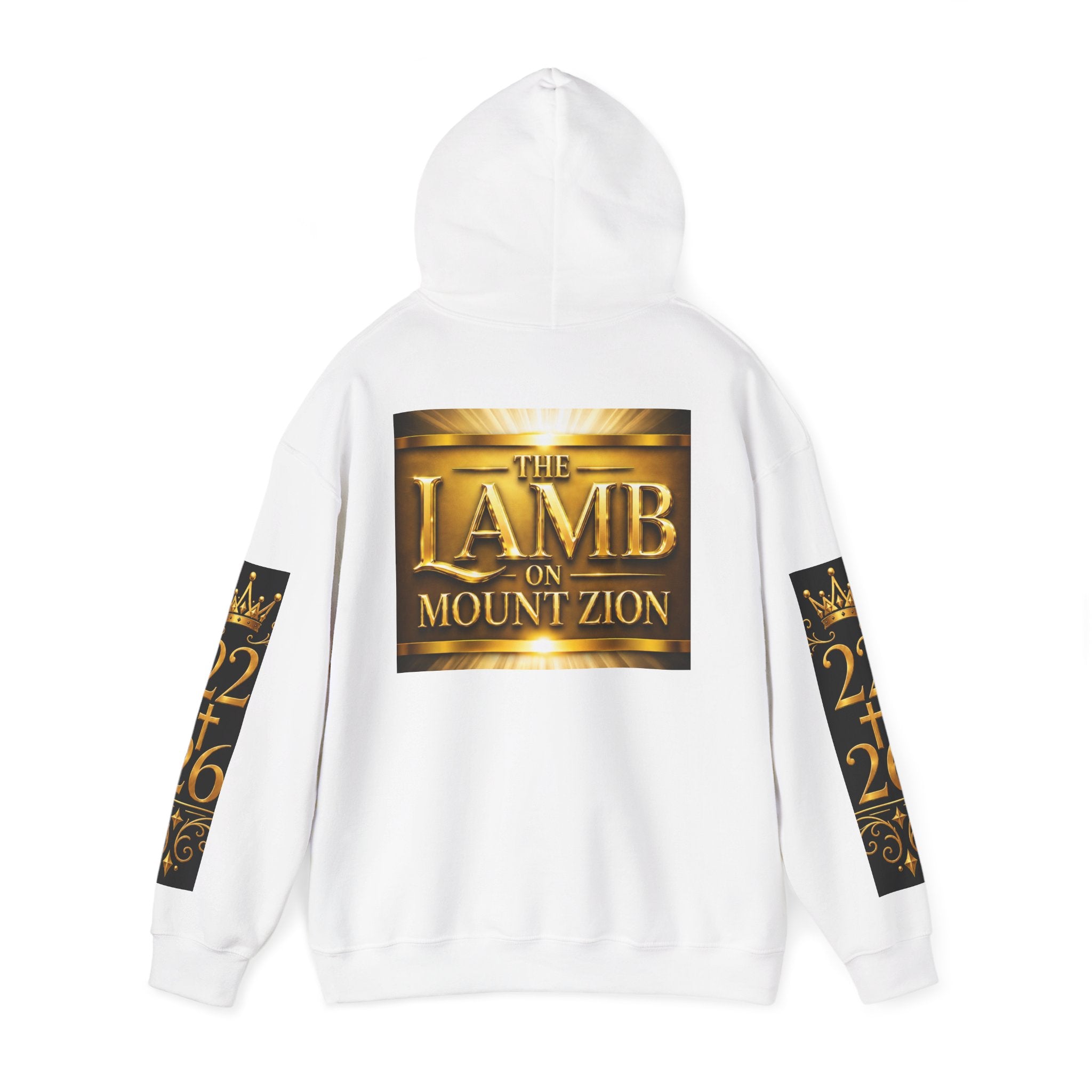 Religious Hoodie - "The Lamb on Mount Zion" Gold Graphic Sweatshirt