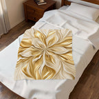 Gold Embossed Floral Velveteen Plush Blanket