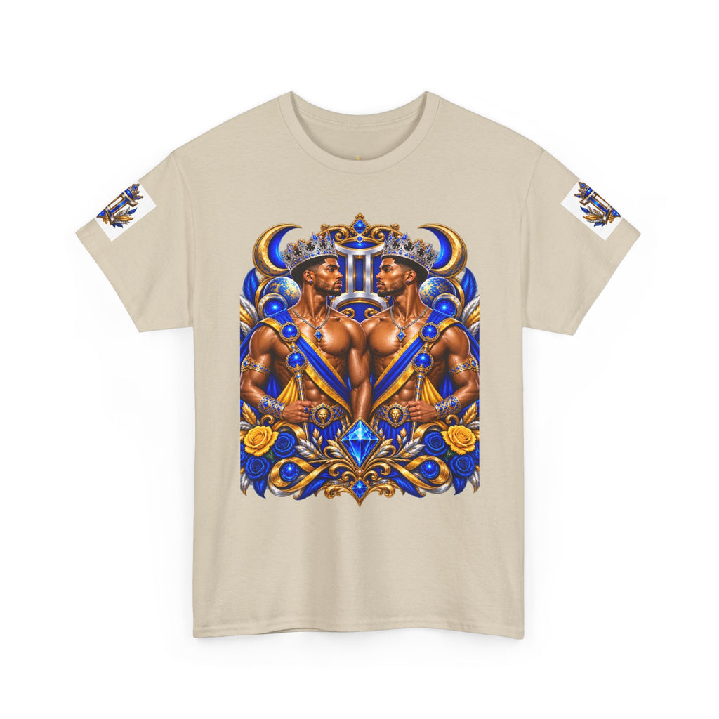 Gemini Zodiac Tee — Bold Royal Twin Astrology T‑Shirt