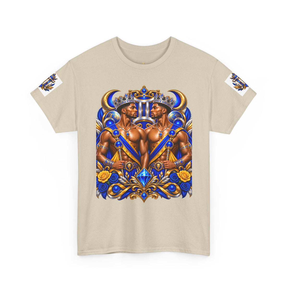 Gemini Zodiac Tee — Bold Royal Twin Astrology T‑Shirt