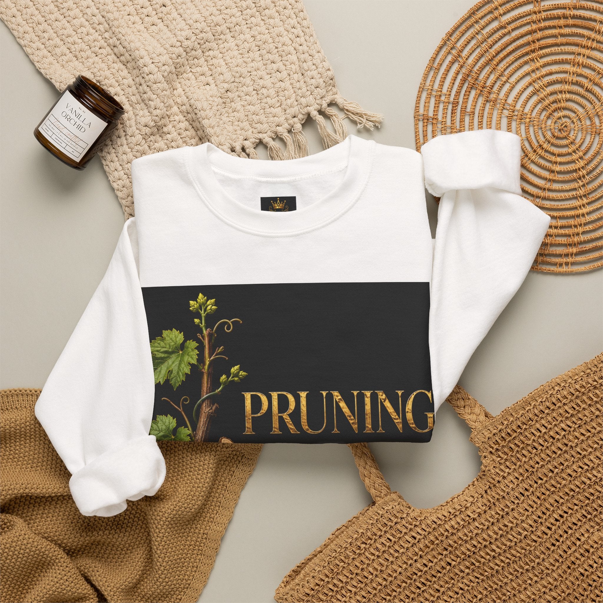 Pruning Hurts Crewneck Sweatshirt — Christian Encouragement Graphic