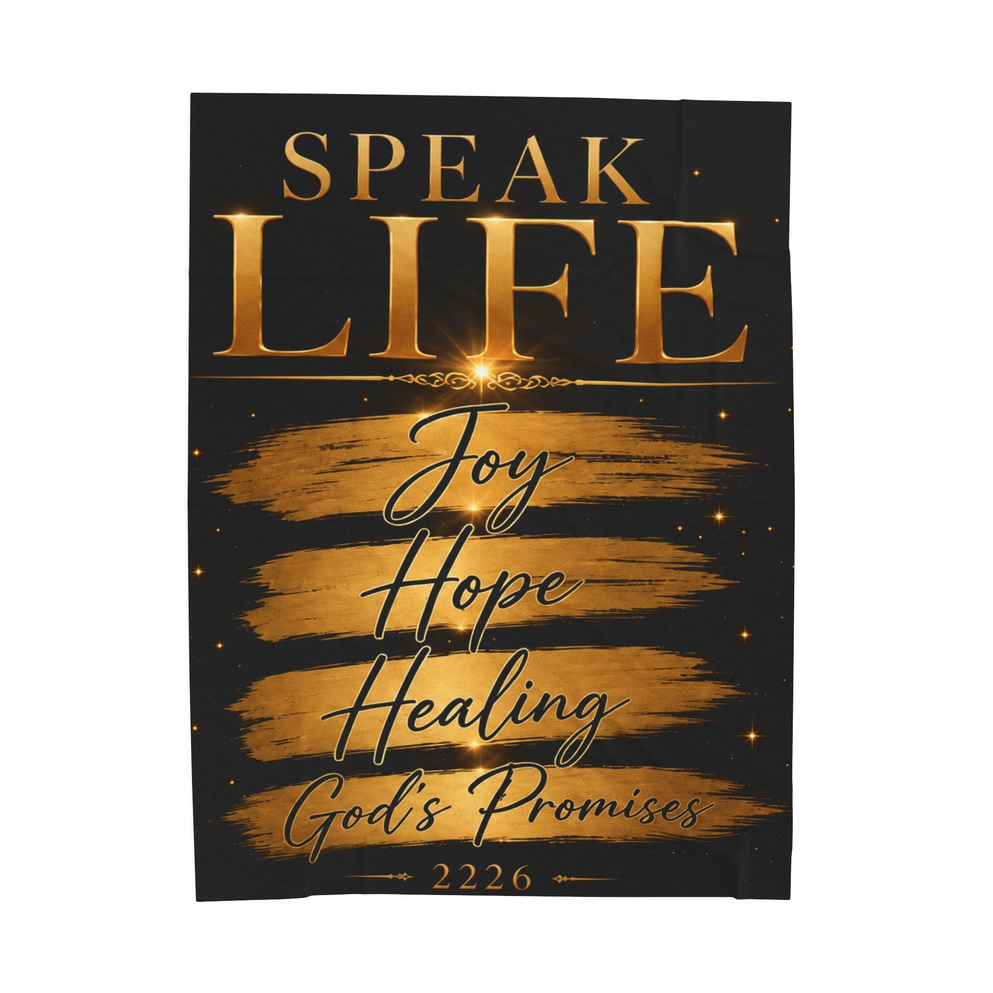 Velveteen Plush Blanket — "Speak Life: Joy Hope Healing, God's Promises" Inspirational Throw