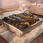 Built Right Velveteen Plush Blanket — Strong. Wise. Faithful. Lion & Bible Christian Throw
