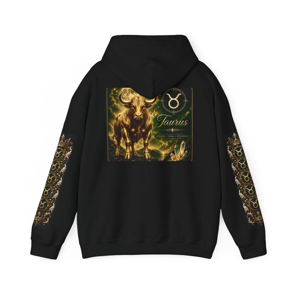 Taurus Hoodie - Zodiac Bull Graphic Pullover with Astrological Sleeve Panels