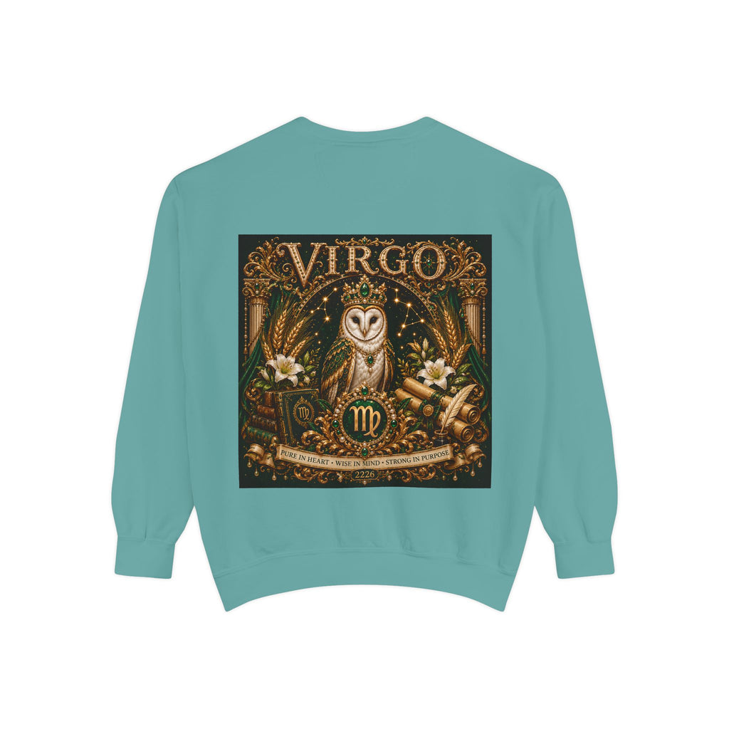 Virgo Zodiac Sweatshirt — Virgo Goddess & Owl Astrology Crewneck