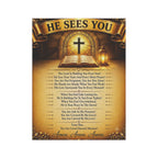 He Sees You Garden Flag - Christian Prayer Banner with Cross & Scripture