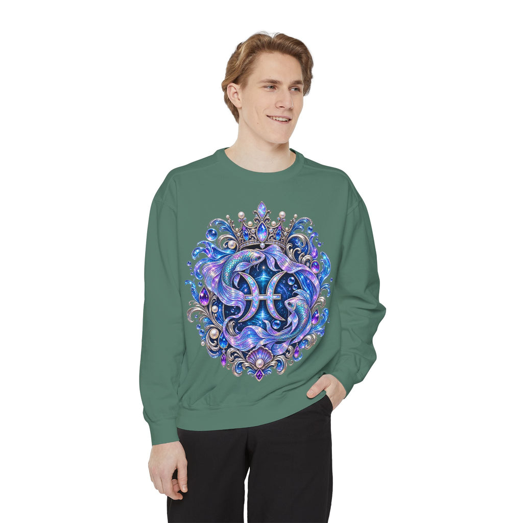 Pisces Zodiac Sweatshirt — Cosmic Blue Pisces Shark Astrological Crewneck