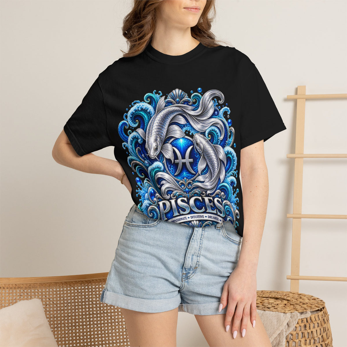 Pisces Zodiac T-Shirt — Illustrated Pisces Fish Astrology Tee