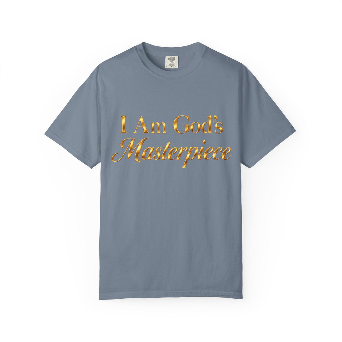 I Am God’s Masterpiece T-Shirt — Gold Script Faith Tee (Psalms 139:14)