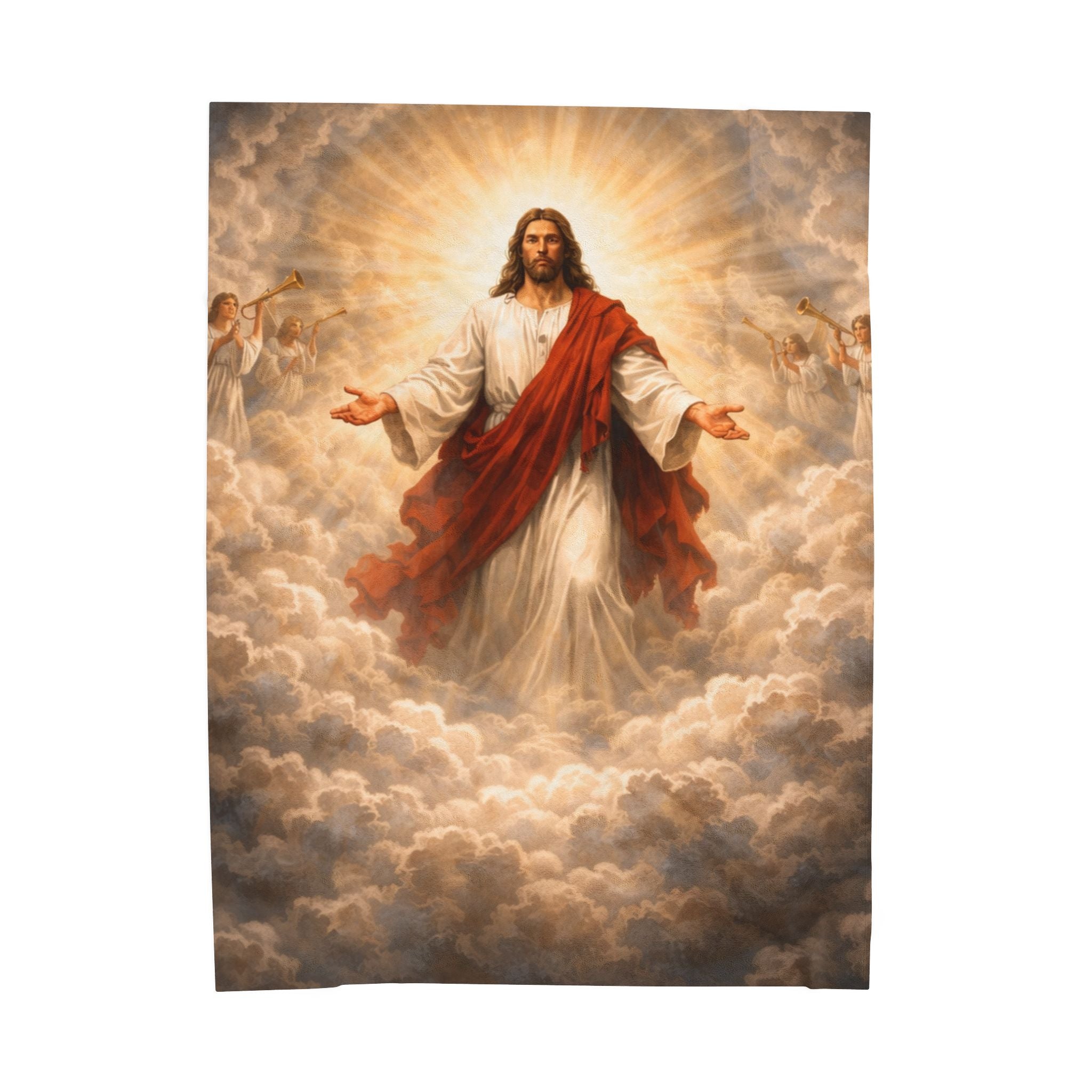 Jesus Ascension Velveteen Plush Blanket — Faith-Inspired Religious Throw for Easter & Comfort