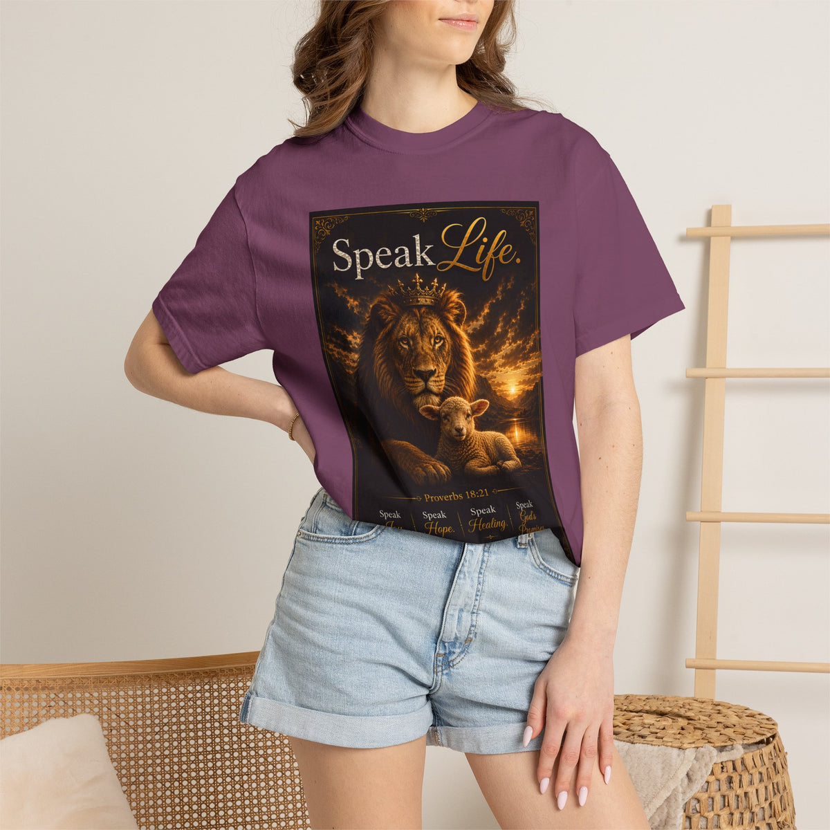 Kingdom Living Lion T-Shirt — "Speak Life" Christian Faith Graphic Tee