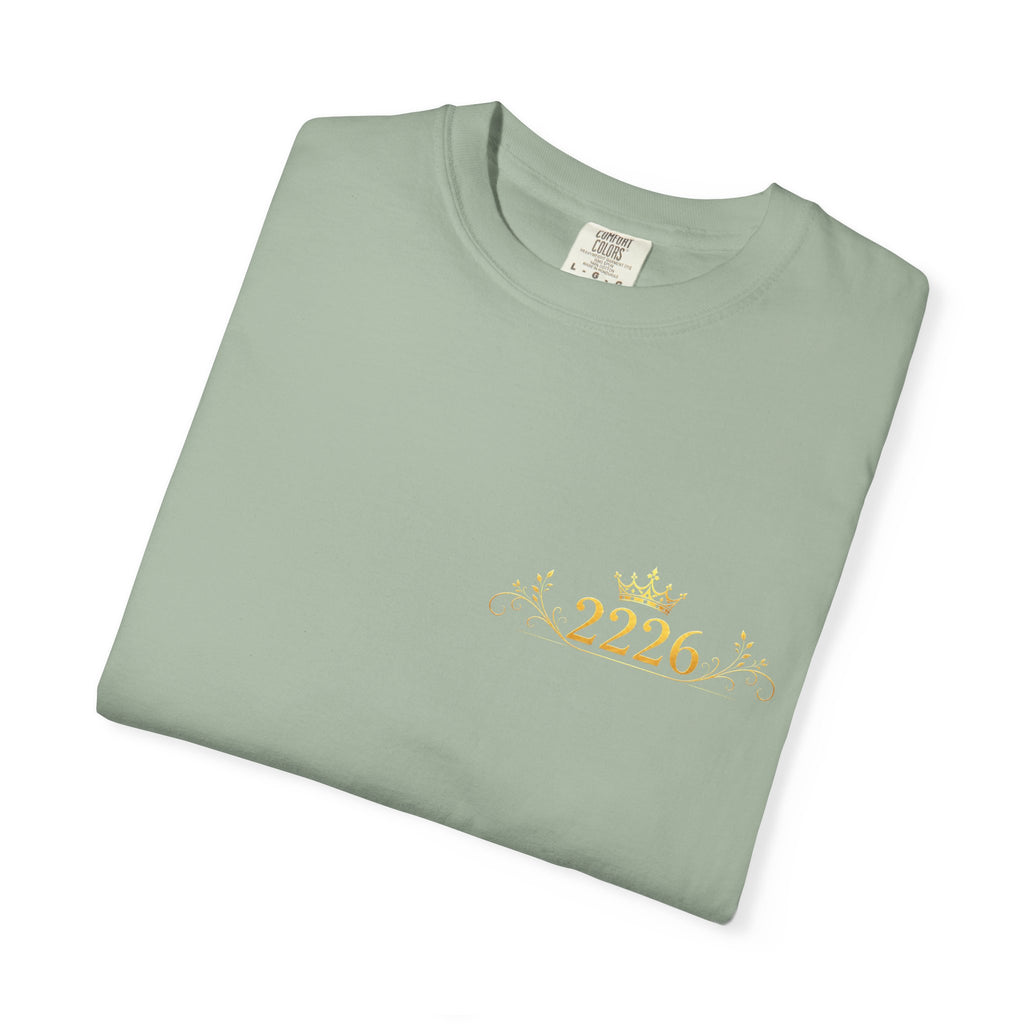 2226 Minimalist Chest Logo Tee — Subtle Gold Graphic T-Shirt