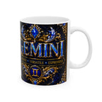 Zodiac Gemini Royalty Ceramic Mug — 'Curious • Versatile' Astrological Gift (11oz/15oz)