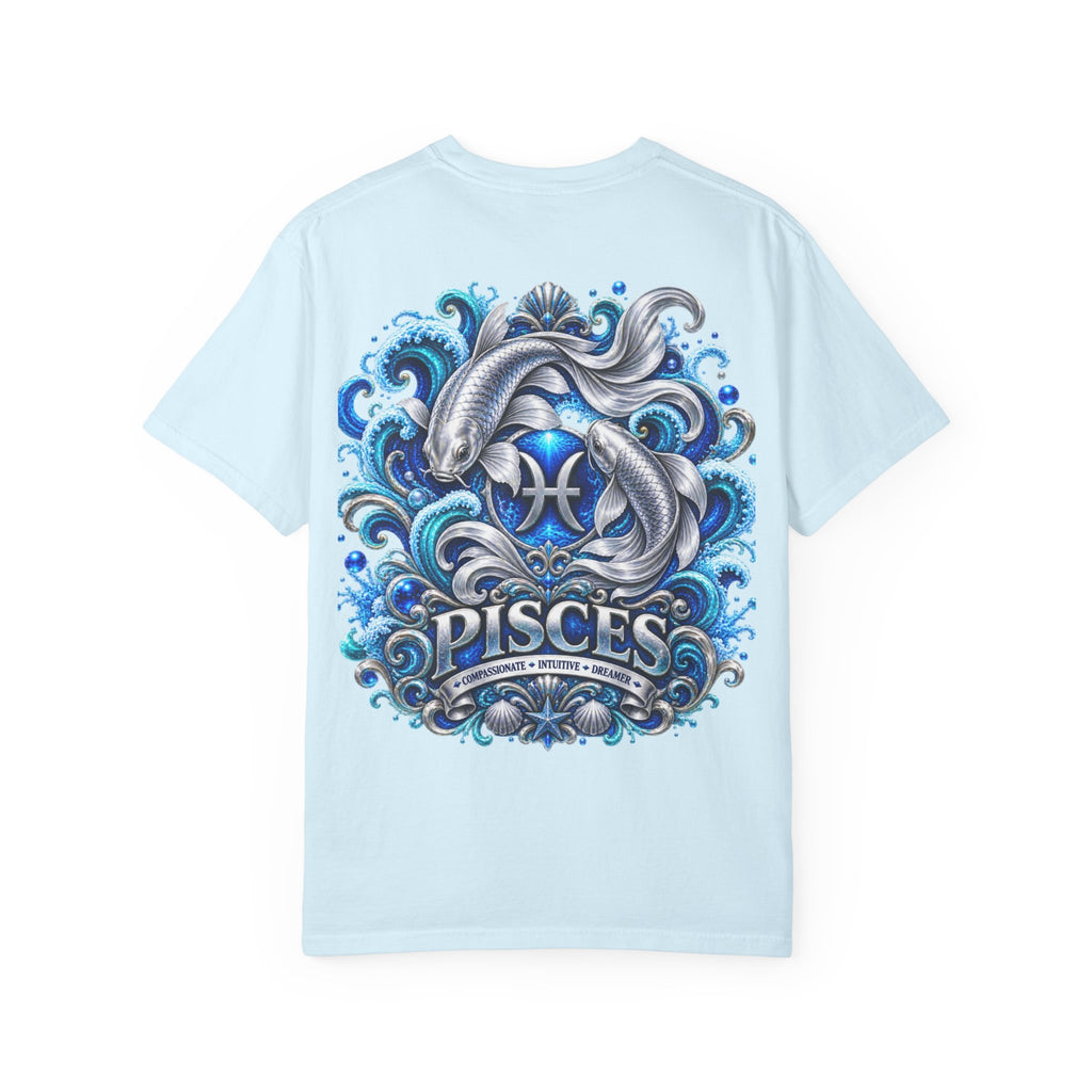 Pisces Zodiac T-Shirt — Blue Koi Fish Astrological Tee