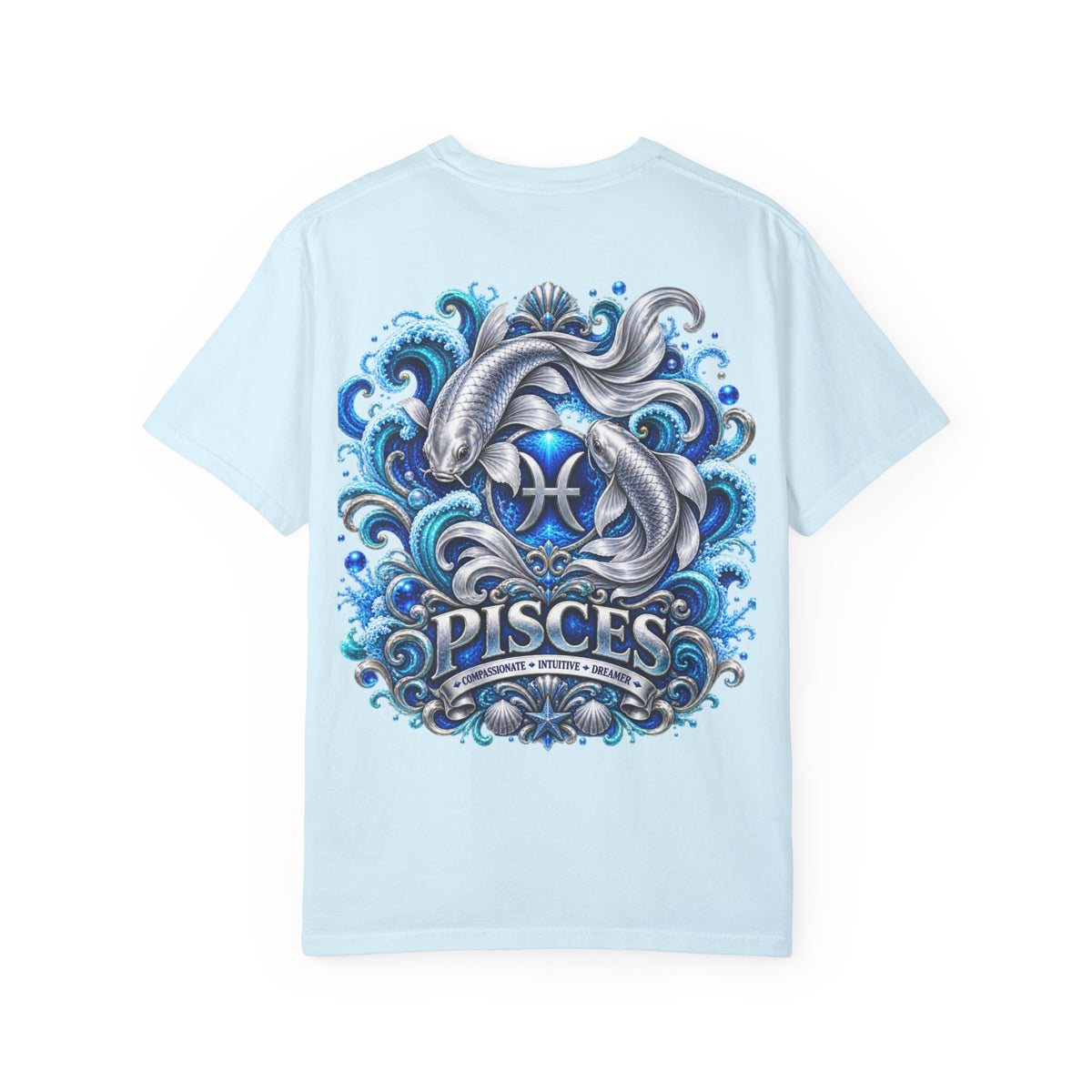 Pisces Zodiac T-Shirt — Blue Koi Fish Astrological Tee