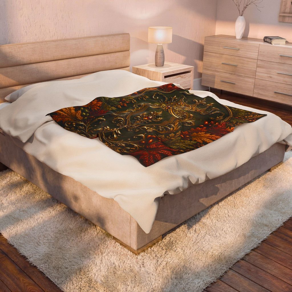 Regal Autumn Crest Velveteen Plush Blanket