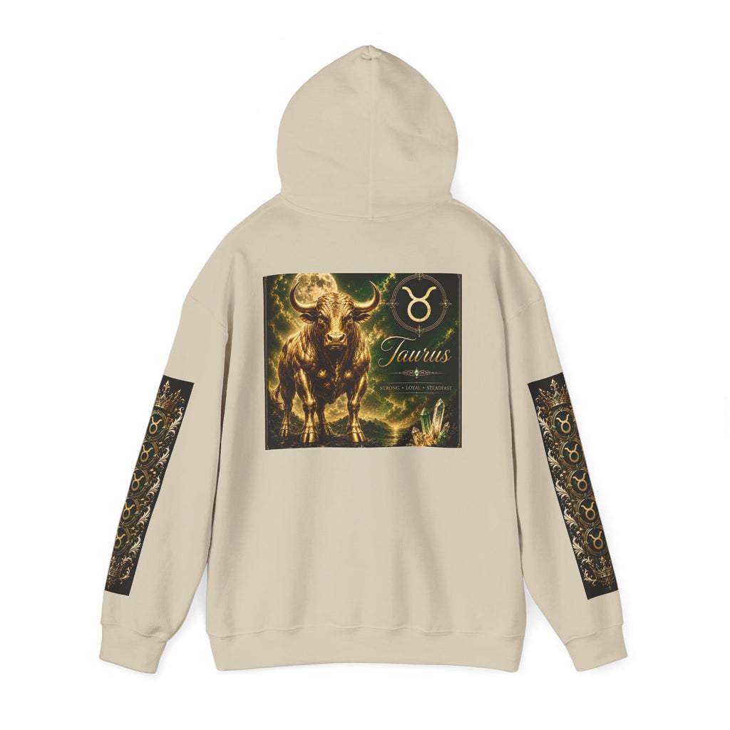 Taurus Hoodie - Zodiac Bull Graphic Pullover with Astrological Sleeve Panels