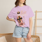 She Is Built Different Christian T-Shirt — Cross, Crown & Lily Faith Tee