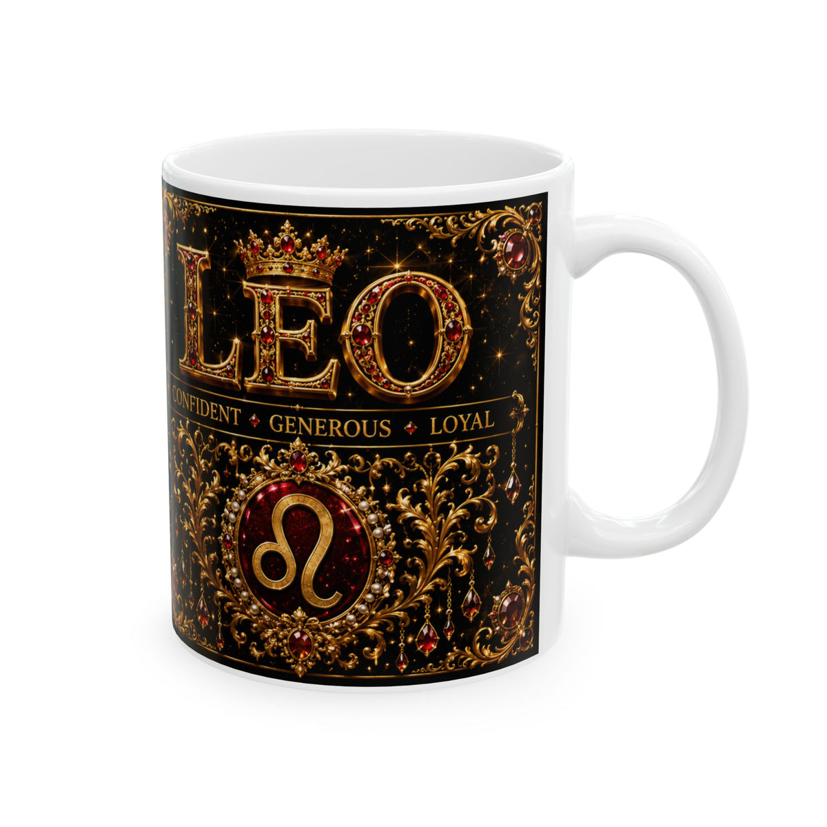Leo Lion Strength Ceramic Mug – Inspirational 'Lion: Confident' Coffee Cup (11oz/15oz)