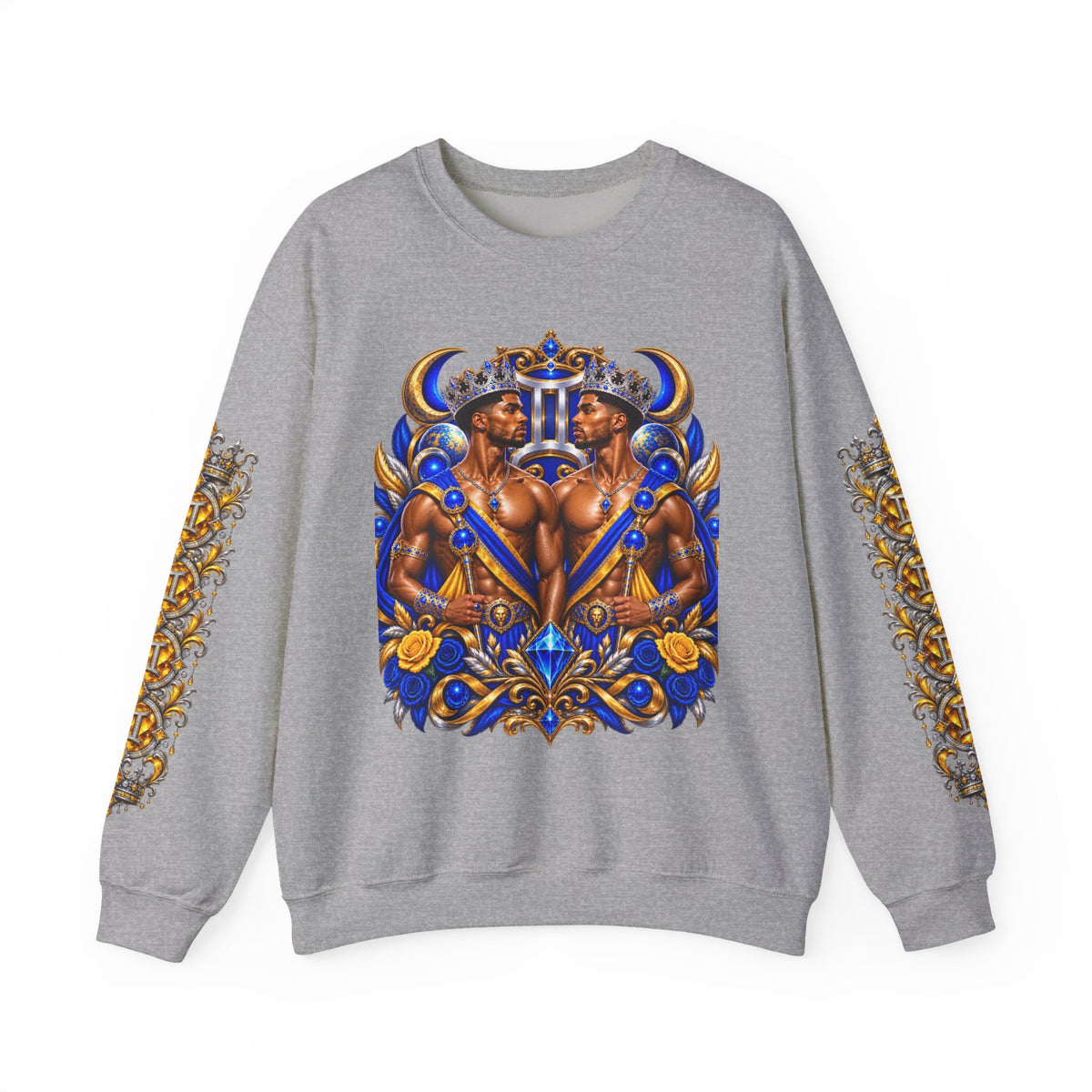Gemini Zodiac Crewneck Sweatshirt — Twin Gods Astrology Graphic