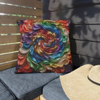 Colorful Swirl Outdoor Pillow — Vibrant Abstract Garden Cushion