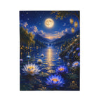 Velveteen Plush Blanket — Moonlit Lotus Lake Throw