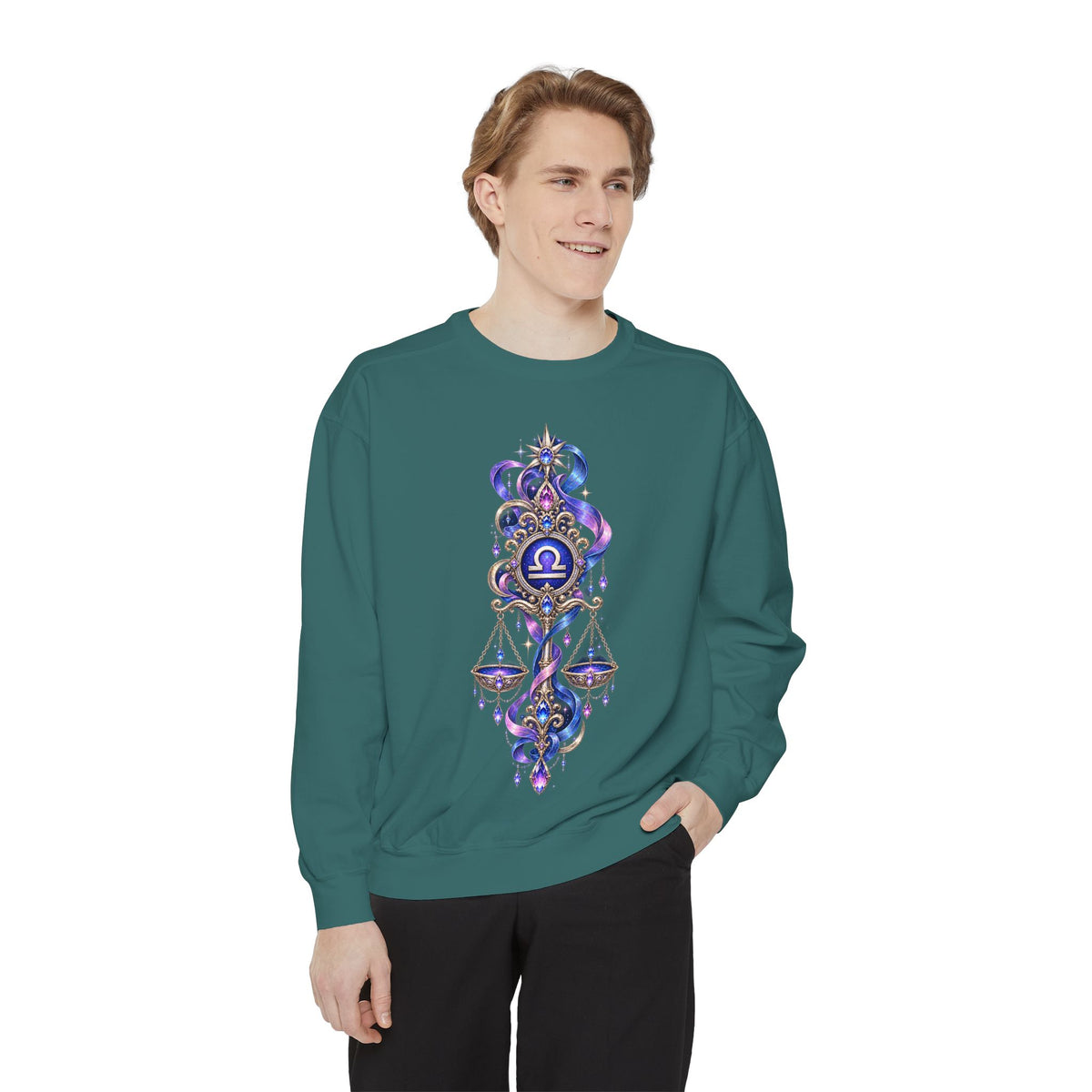 Libra Zodiac Sweatshirt — Scales Astrology Graphic Crewneck