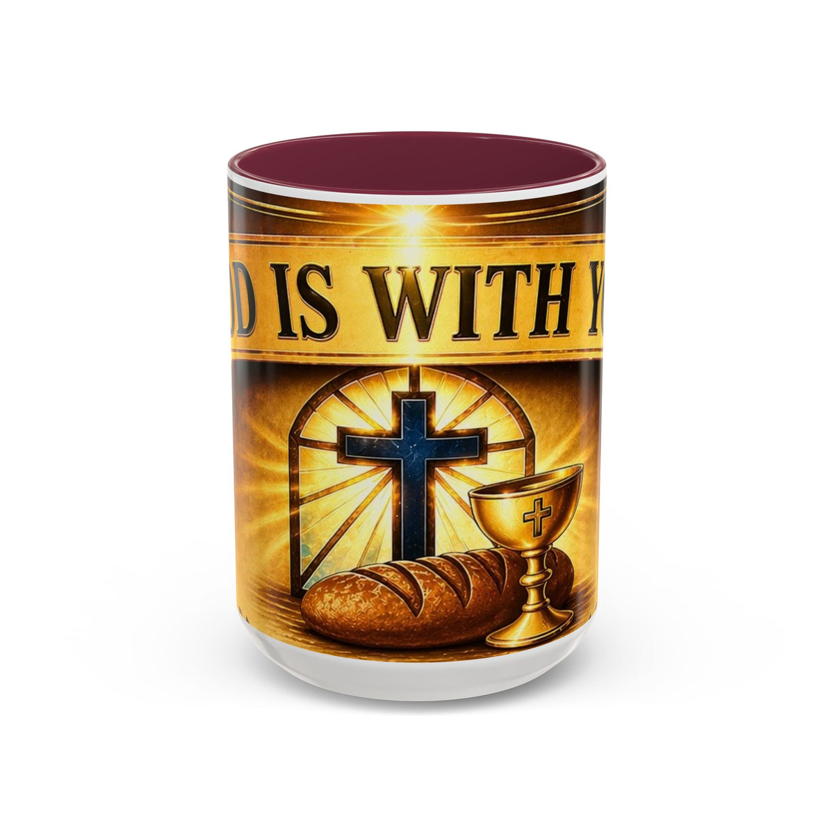 Inspirational Communion Mug — "God Is With You" Christian Coffee Cup