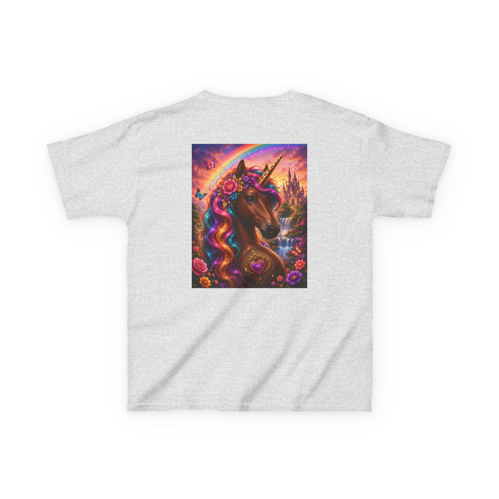 Kids Brown Unicorn Tee — Rainbow Fantasy Magical Horse Shirt