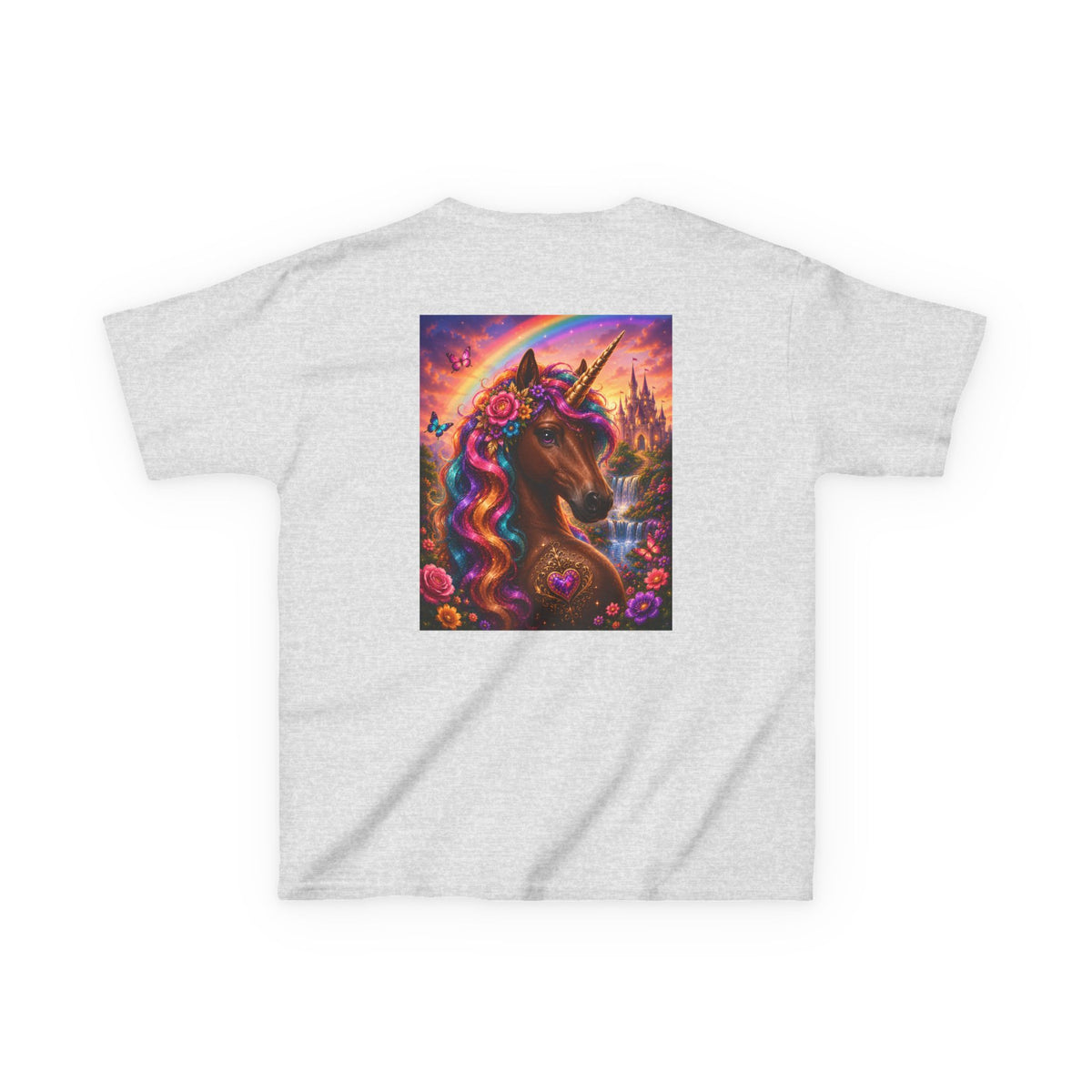Kids Brown Unicorn Tee — Rainbow Fantasy Magical Horse Shirt