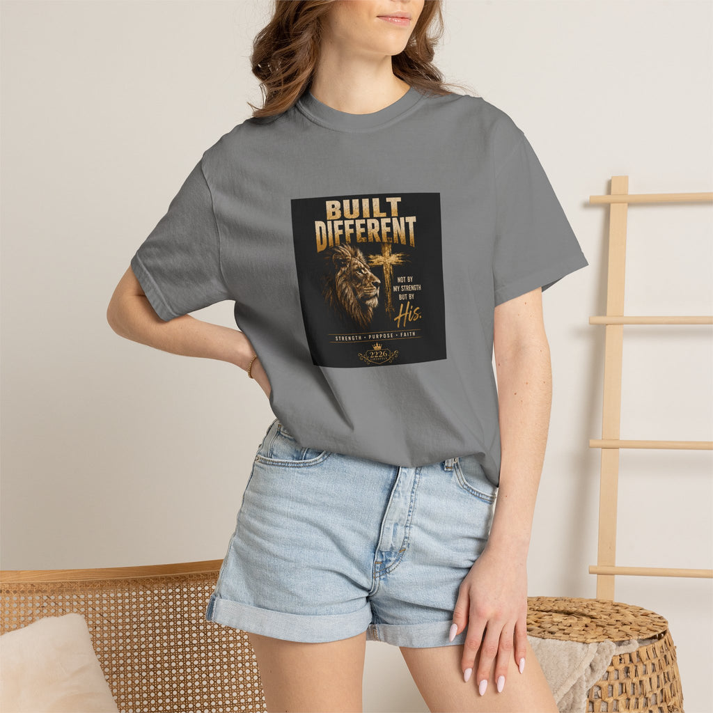Built Different Lion Graphic T-Shirt — Motivational Vintage Crew Tee