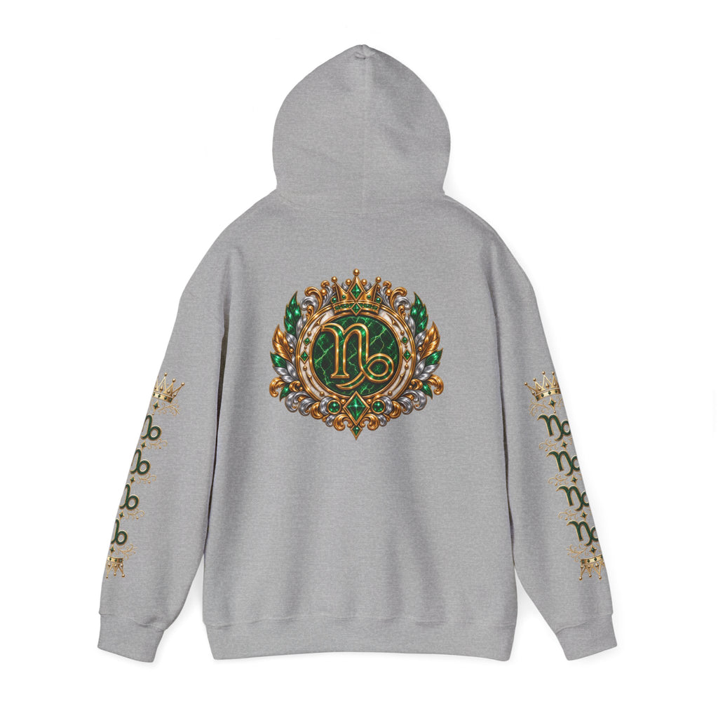 Capricorn Zodiac Crest Hoodie — Ornate Zodiac Virgo Emblem Hooded Sweatshirt