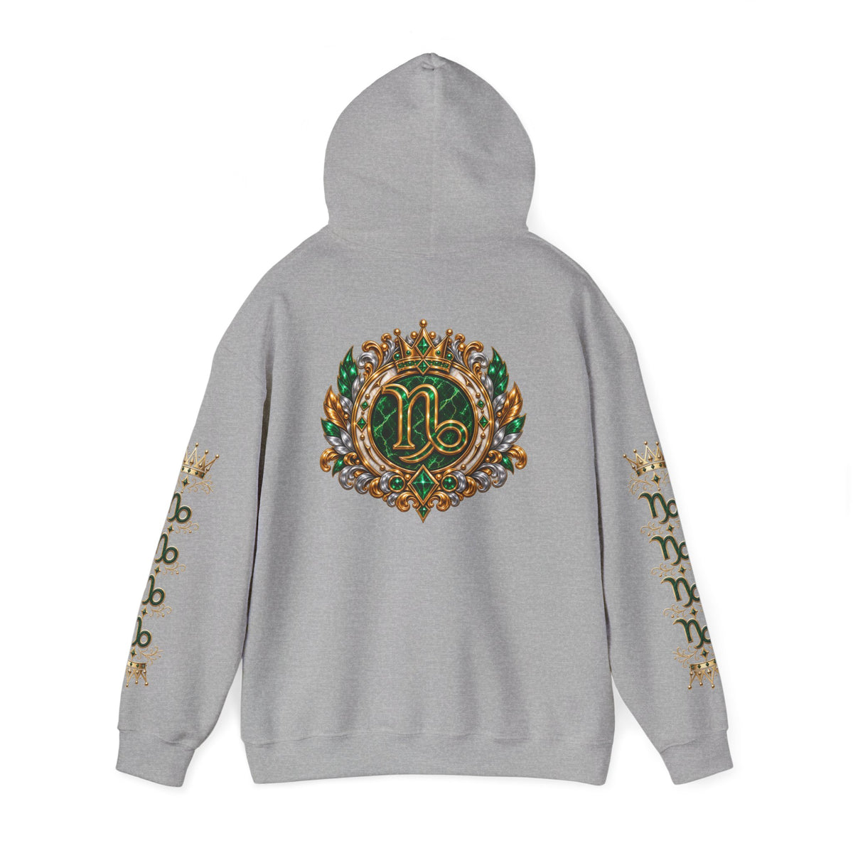 Capricorn Zodiac Crest Hoodie — Ornate Zodiac Virgo Emblem Hooded Sweatshirt