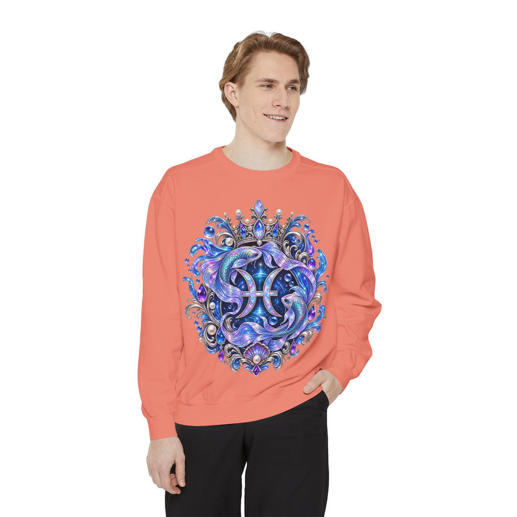 Pisces Mermaid Zodiac Sweatshirt — Pisces Symbol & 'Pisces' Artwork