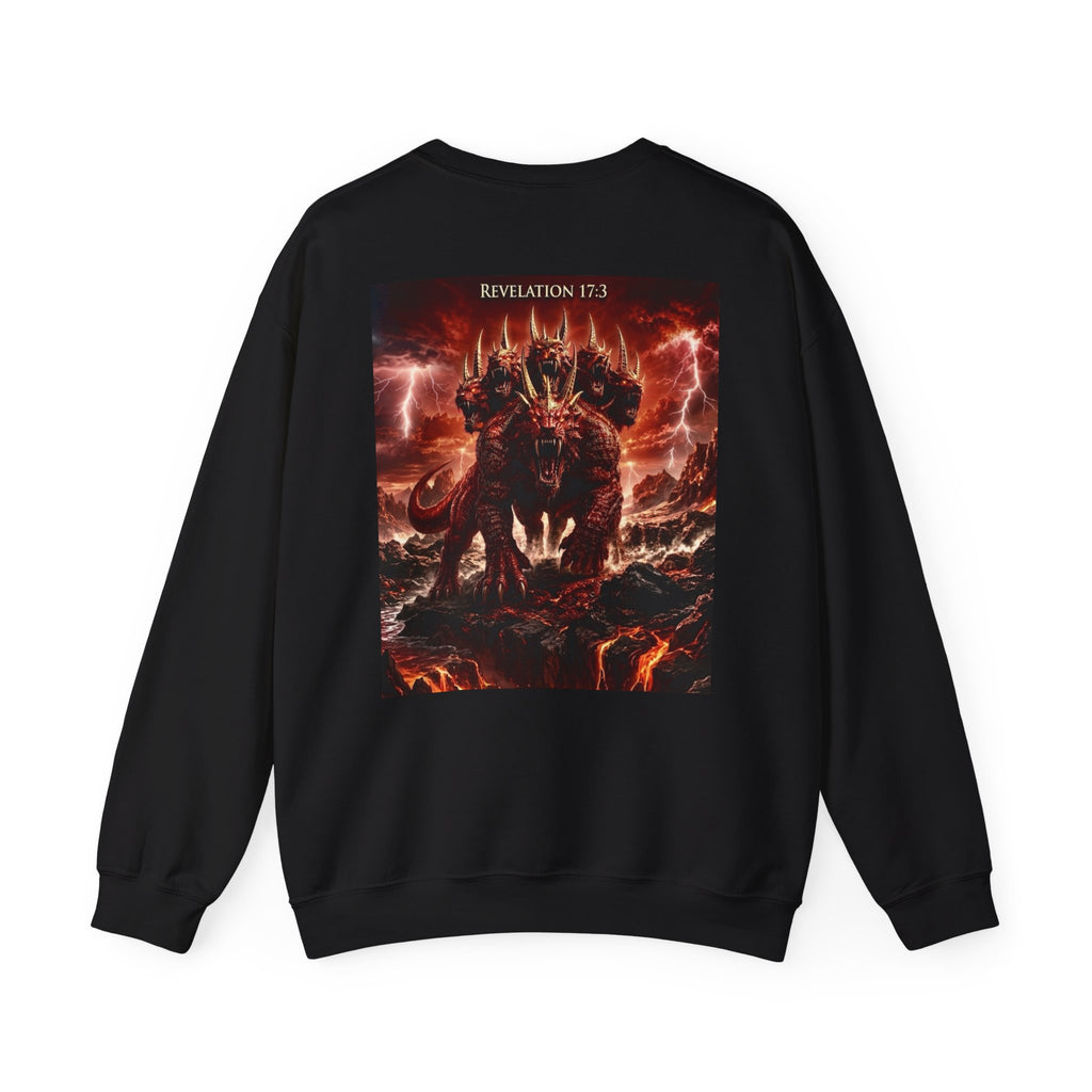 Crewneck Sweatshirt — "The Great Harlot: The Judgment Begins" Religious Graphic Pullover (Revelation 17:3)