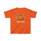 Kids Halloween Tee — Cute Ghost Holding Pumpkin "Spooky Season"