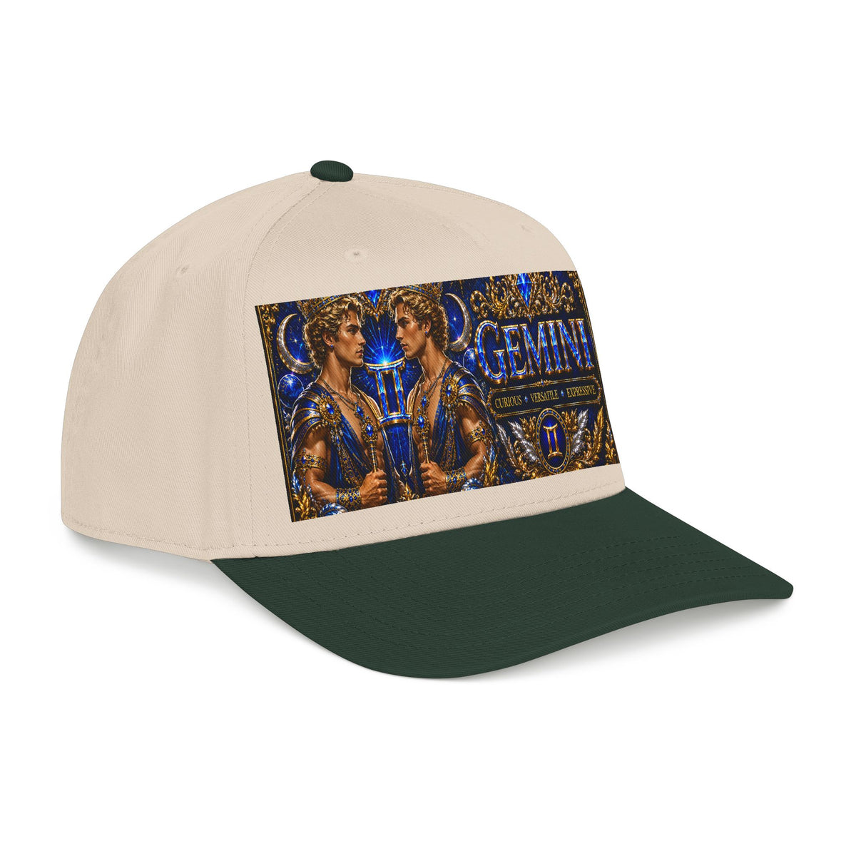 Gemini Zodiac Mid Profile Baseball Cap — Twin Constellation Astrology Design
